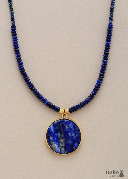 Boho Necklace, Lapis Luzuli Pendant Necklaces